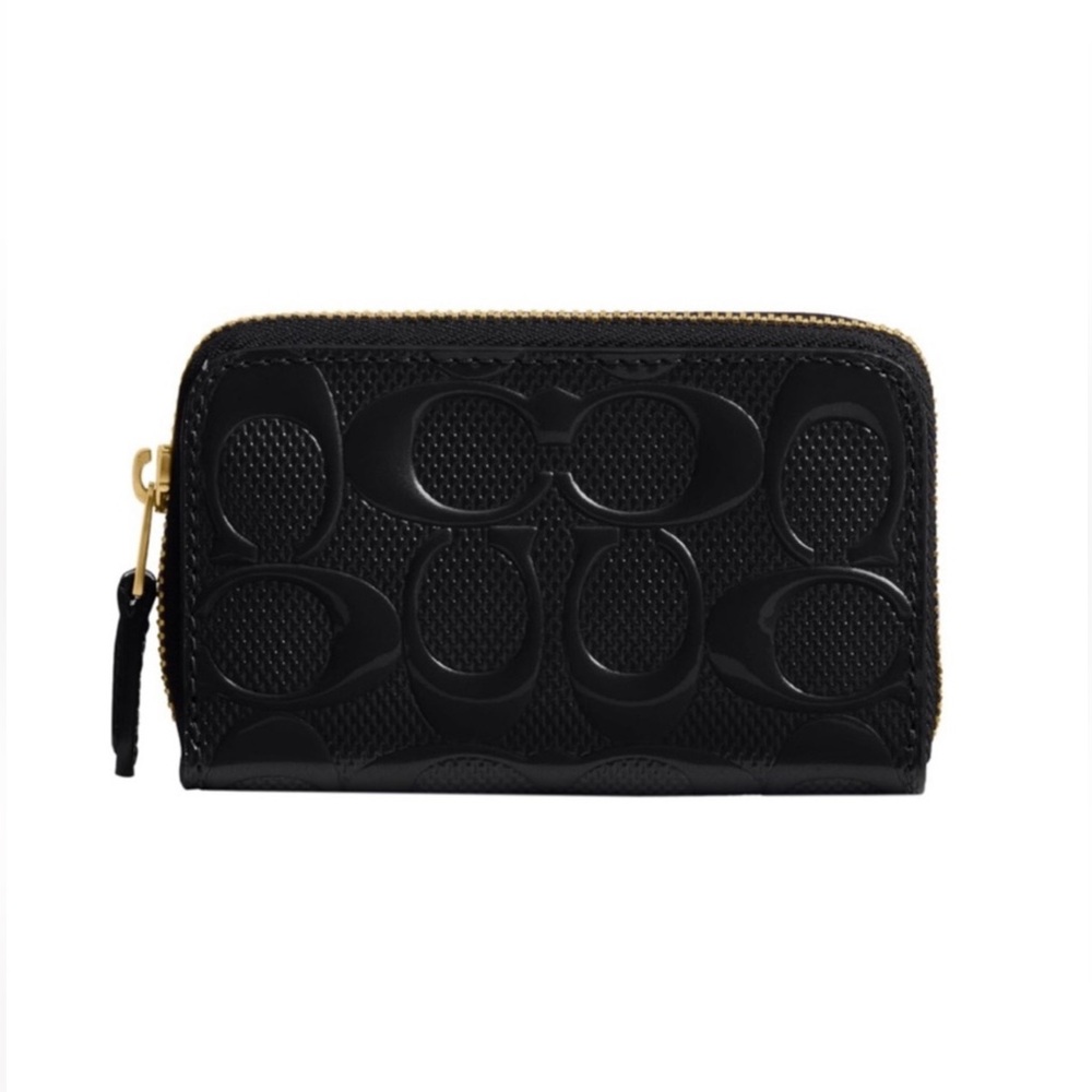 Coach Black Embossed Small Zip Wallet - New
